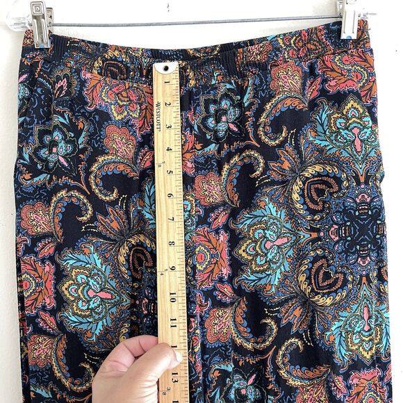 HM Boho Pull On Pants Size 8 Colorful Paisley Damask Floral Pockets Relaxed Fit - Picture 6 of 10
